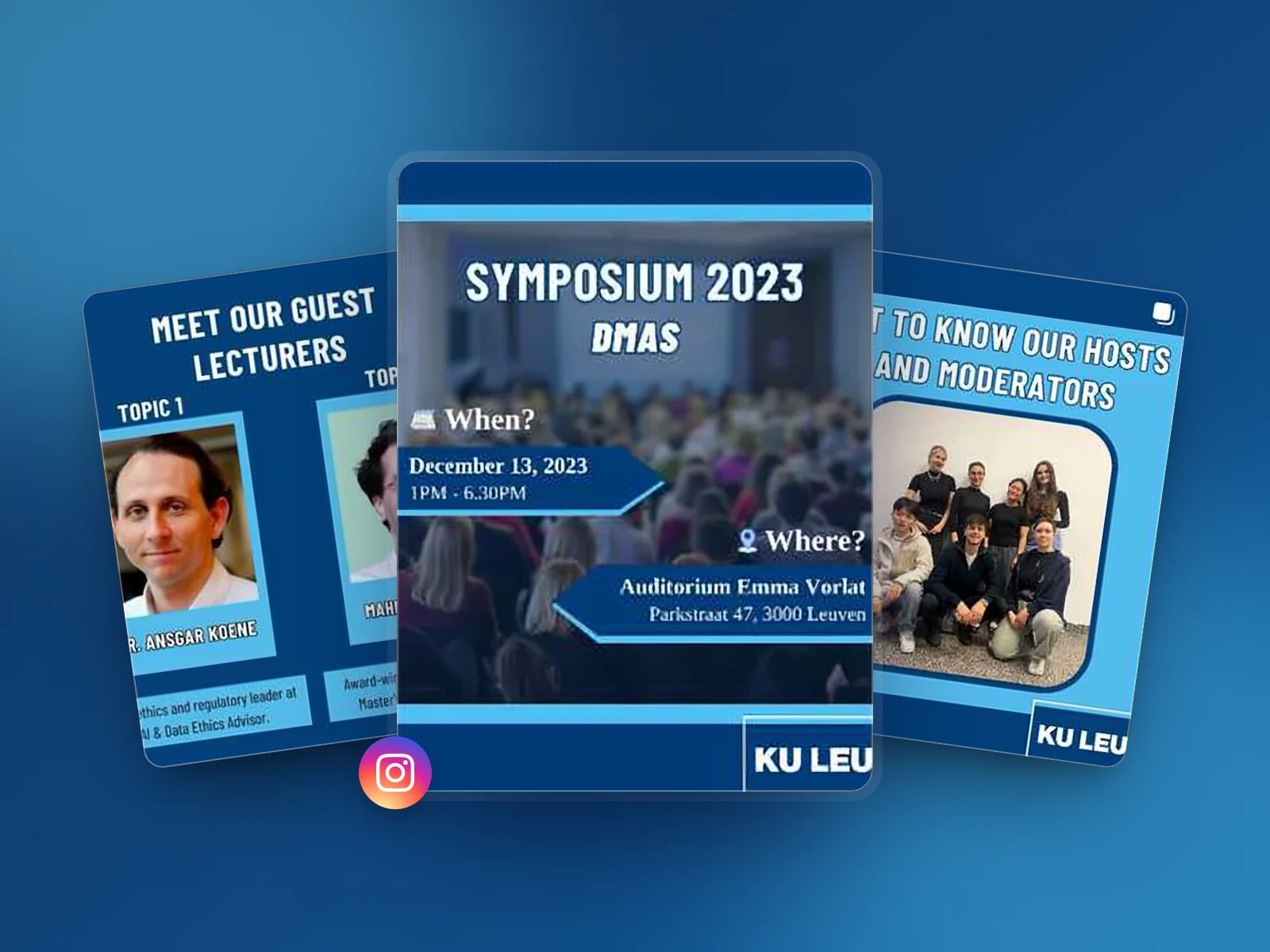 Three Instagram posts of the KU Leuven symposium